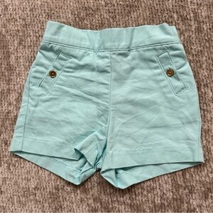 Janie and Jack Baby Aqua Cotton Shorts 12–18M Button Pocket Pull-On